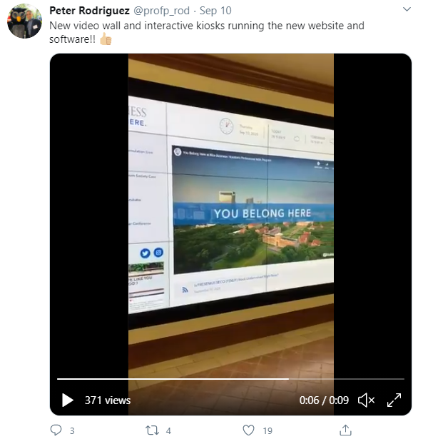 Dean Peter Rodriguez twitter post about new video wall