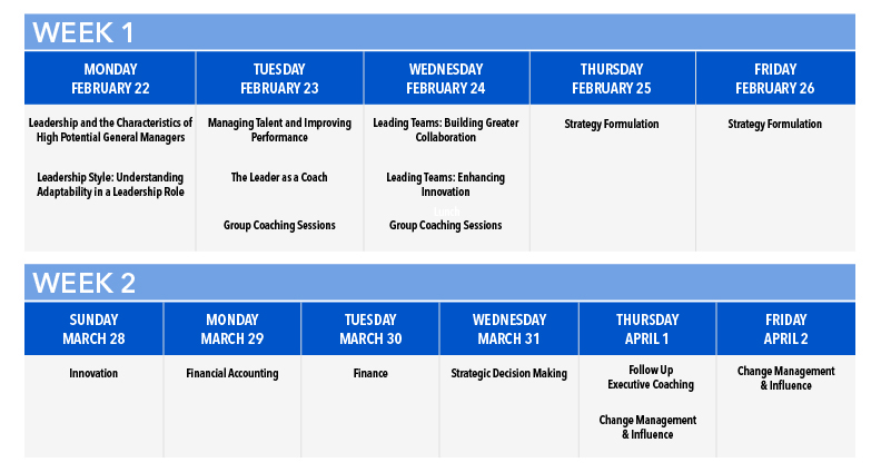Rice Advanced Management Program 2021 Schedule