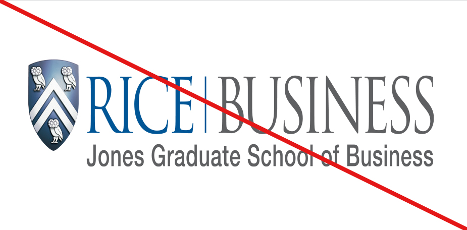 Rice Business logo don'ts - stretched, compressed or warped