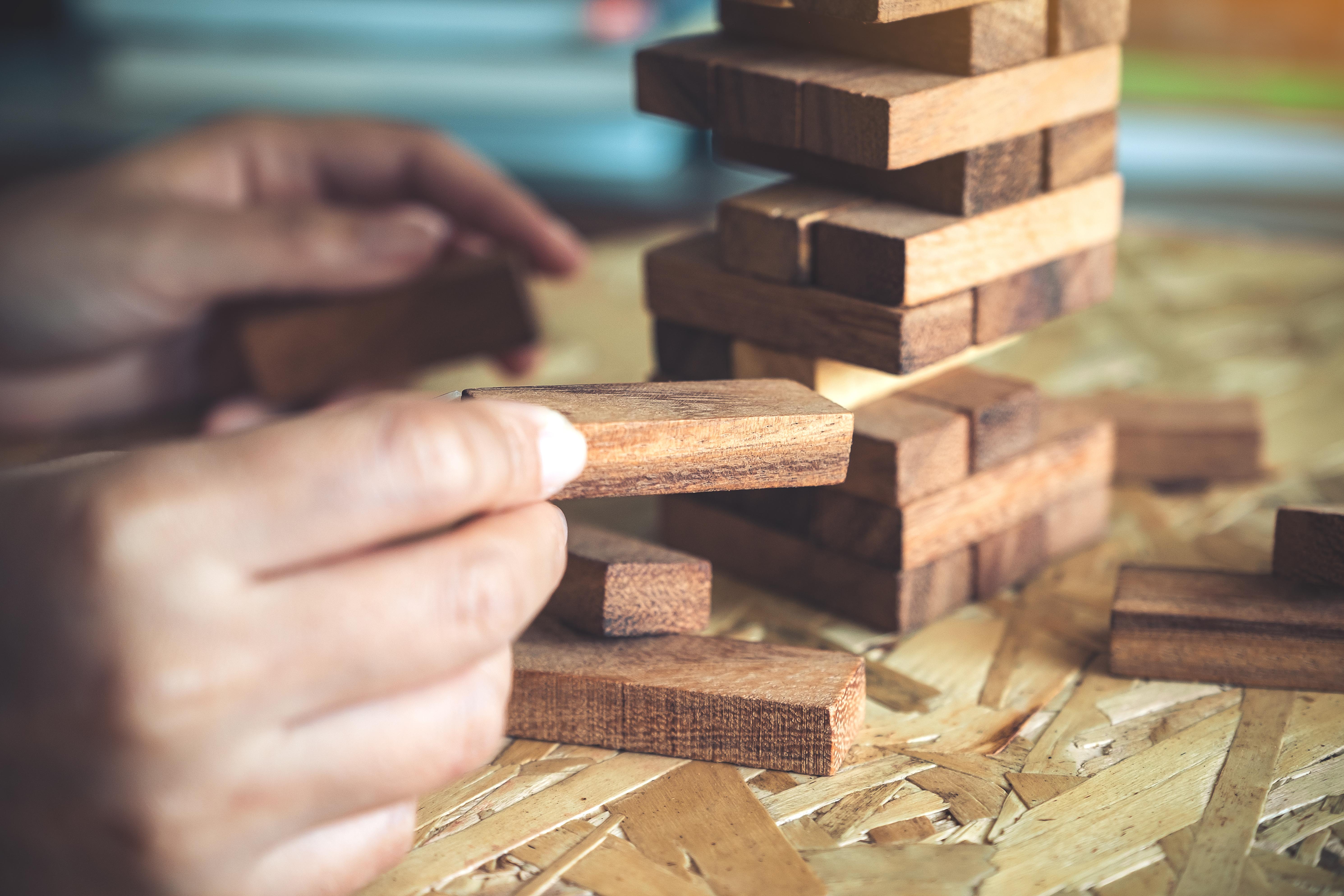 Jenga game tower