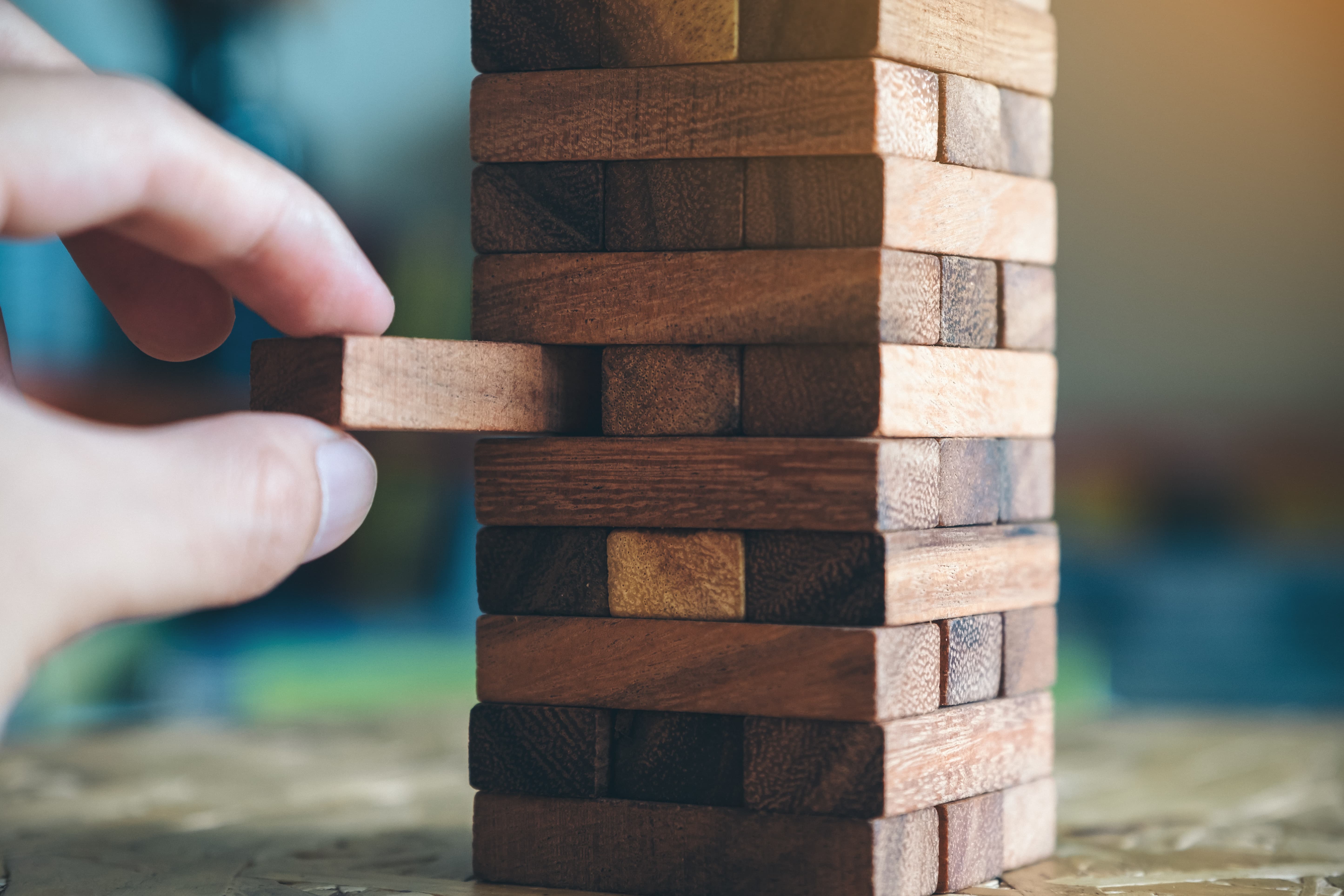 Jenga game tower