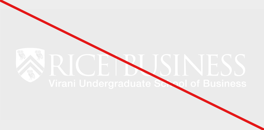 Rice Business logo don'ts - color combinations that make the logo illegible