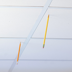 Photo of pencils in James Weston's office ceiling.