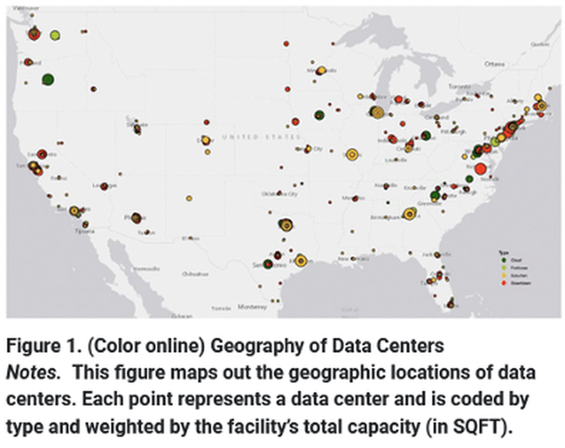 Map of data centers