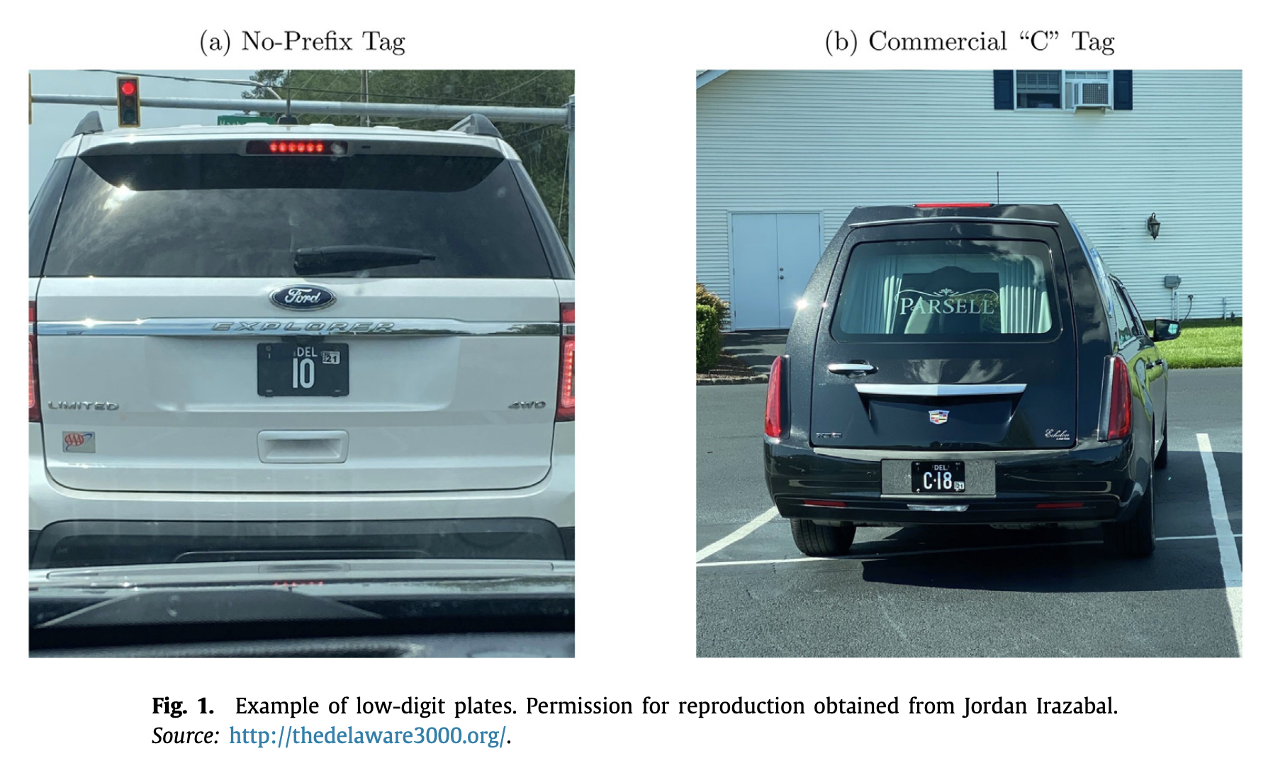 Photographs of cars with low-digit license plates