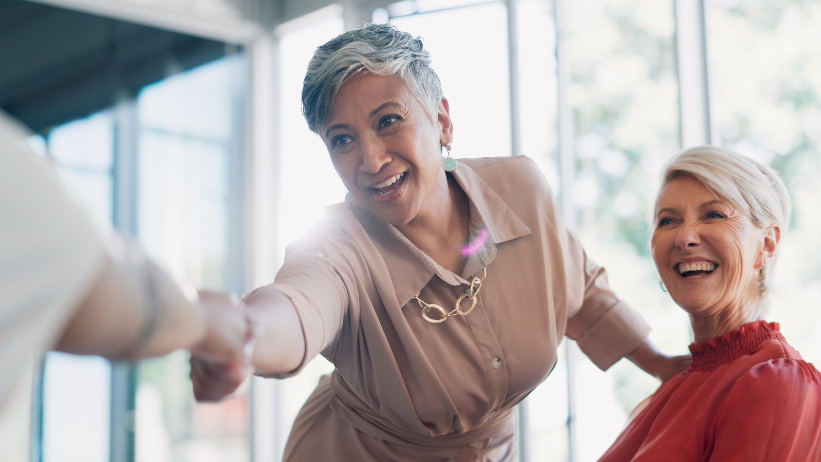 Woman shaking hands with someone
