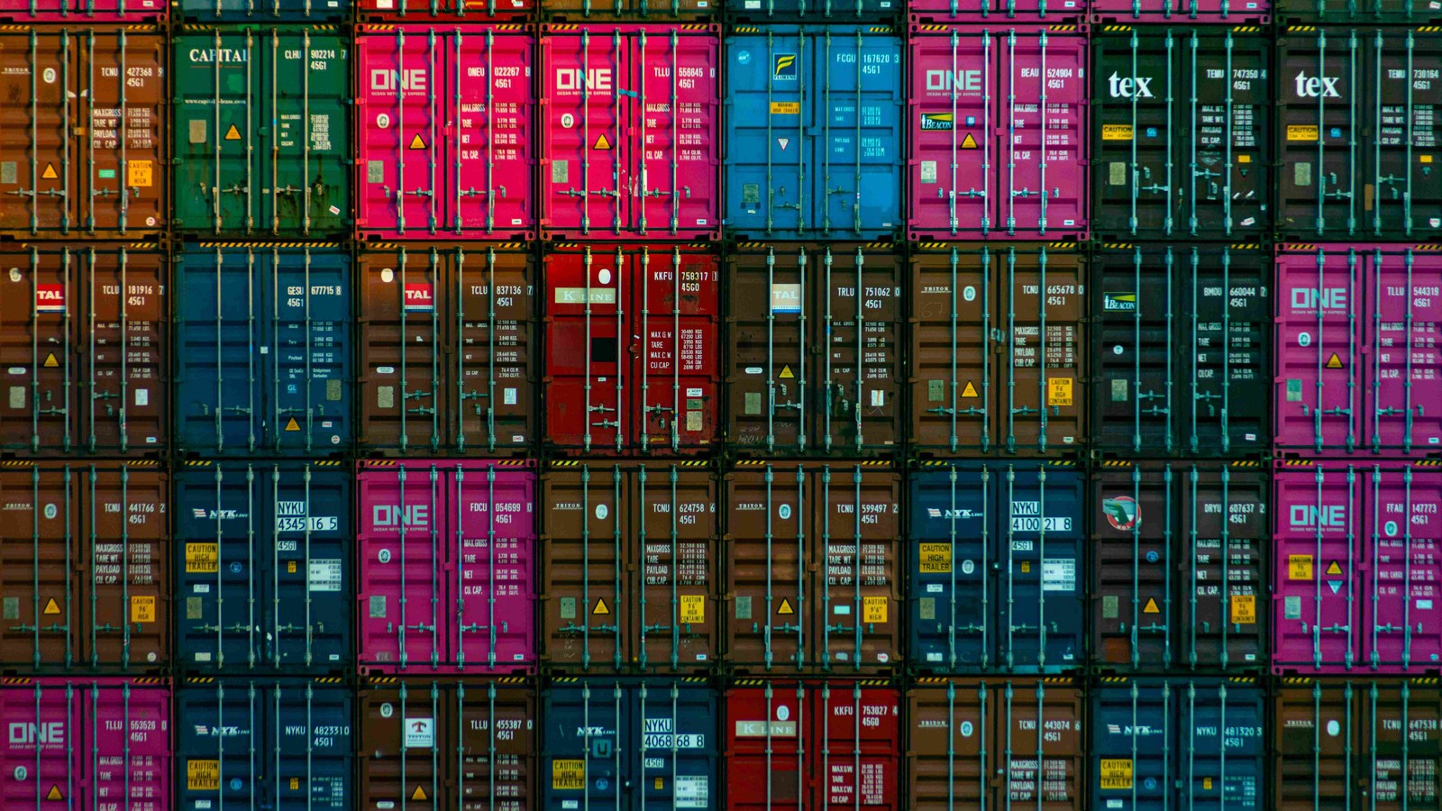 Grid of colorful shipping containers