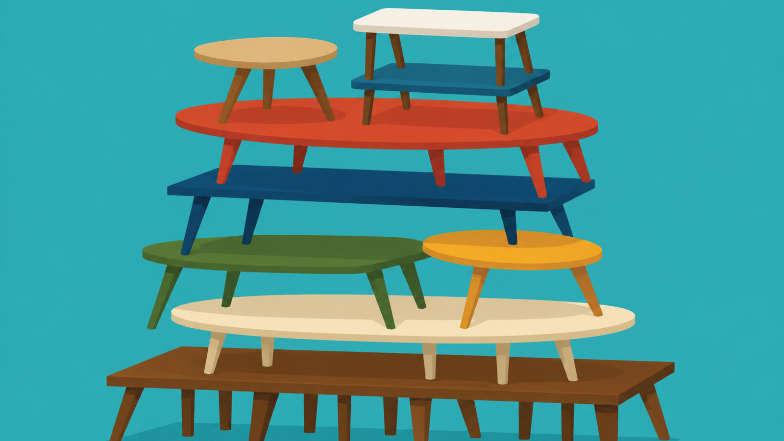 Many table stacked on each other