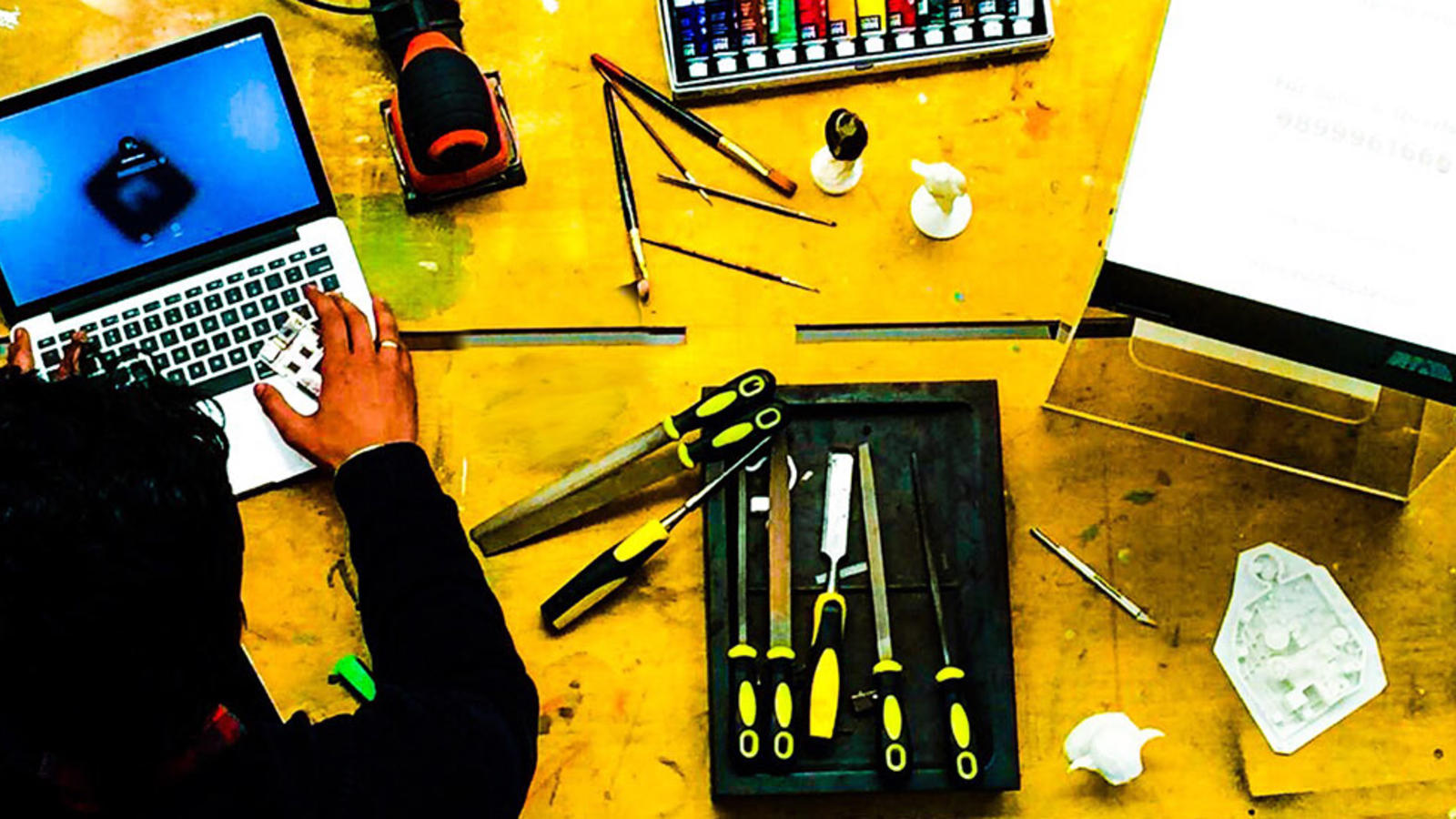 Top down view of a workbench