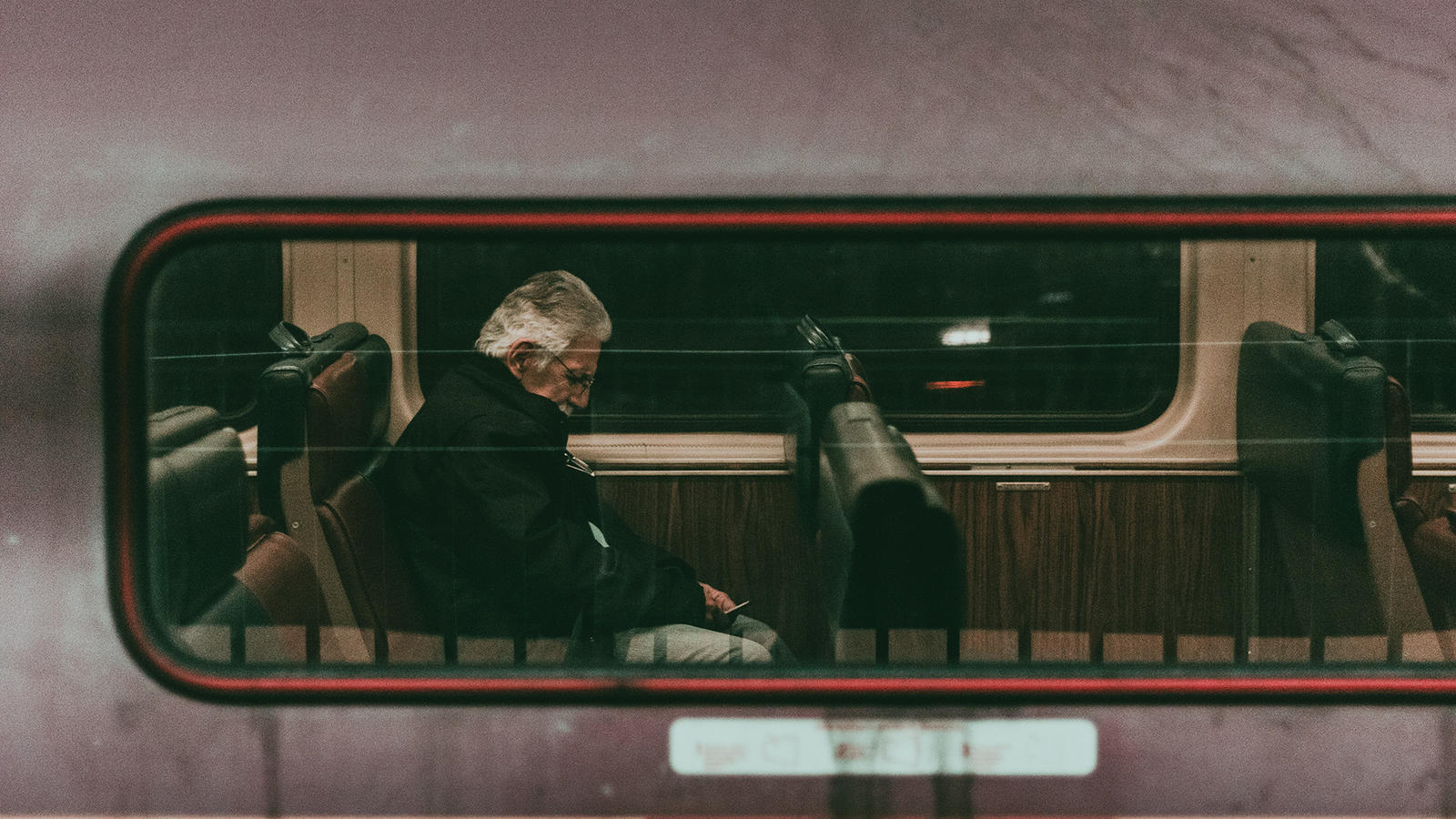 Man sitting in a train