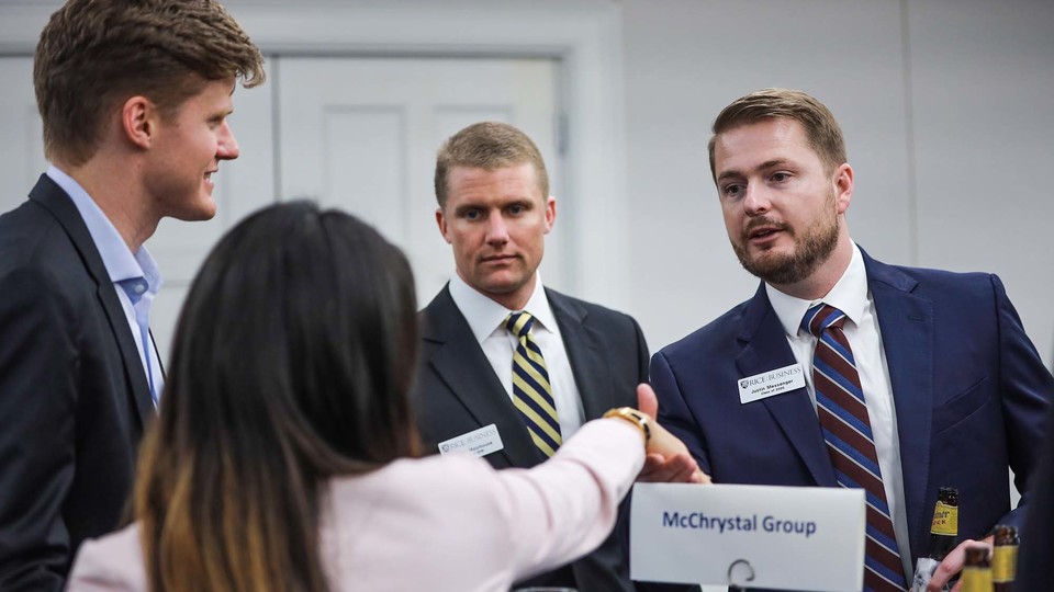 Rice Business Students Meeting Recruiters