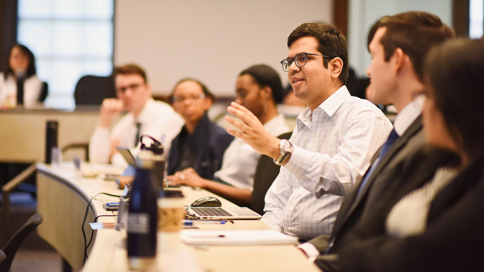 Professional MBA students in class