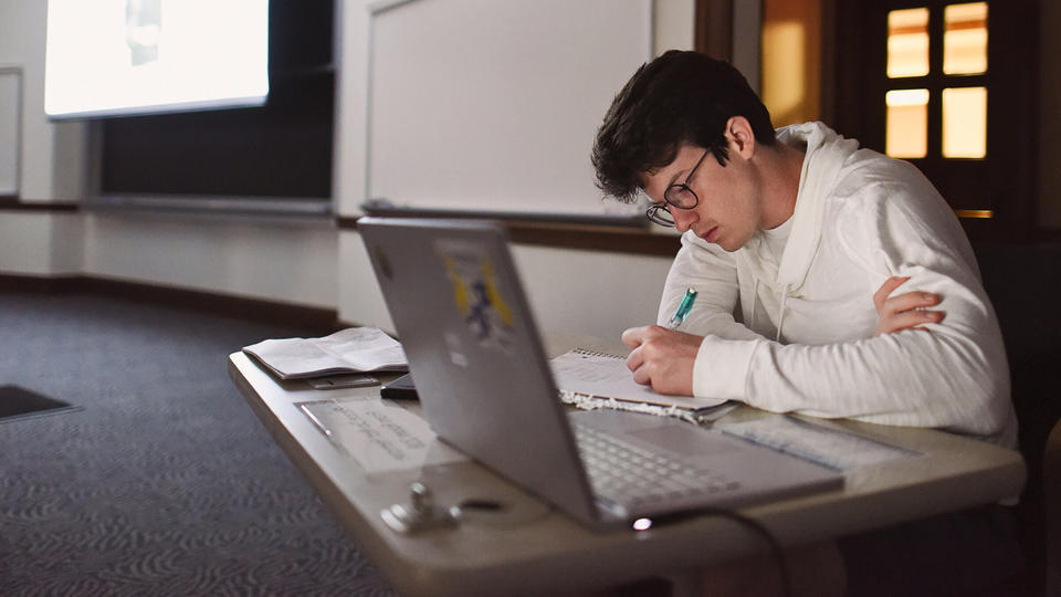 Rice MBA student in class