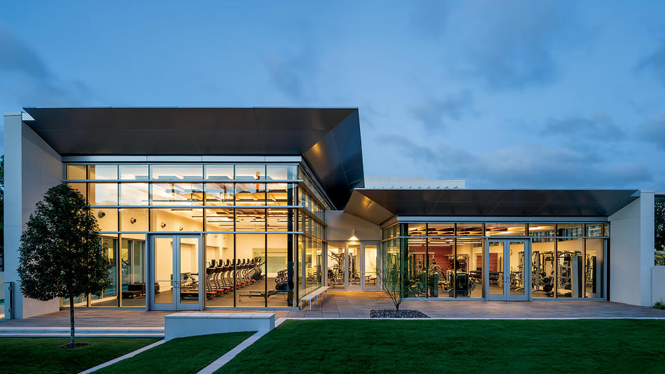 Modern building with glass windows 