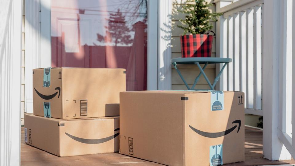 Amazon boxes at someone's door