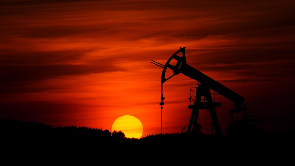 Oil field in the sunset