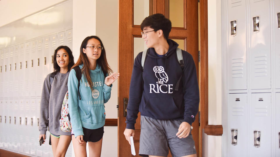 students outside classroom