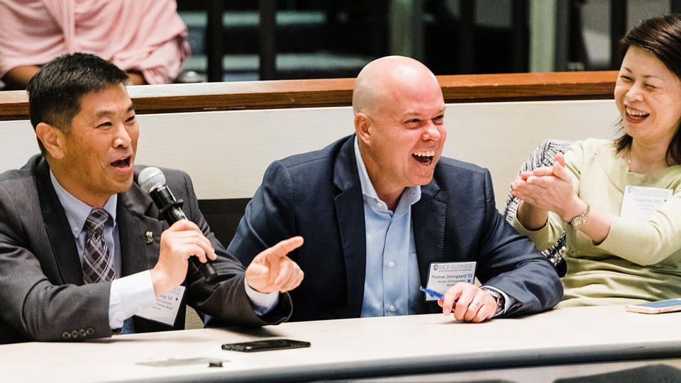 Rice Business Partners members in the Shell Auditorium