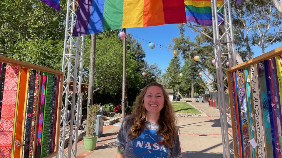 Rachael Sweetman, Rice MBA student at a Pride event