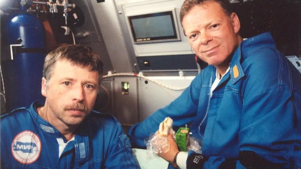 Don Lynch and Genya Cherniev in a submersible