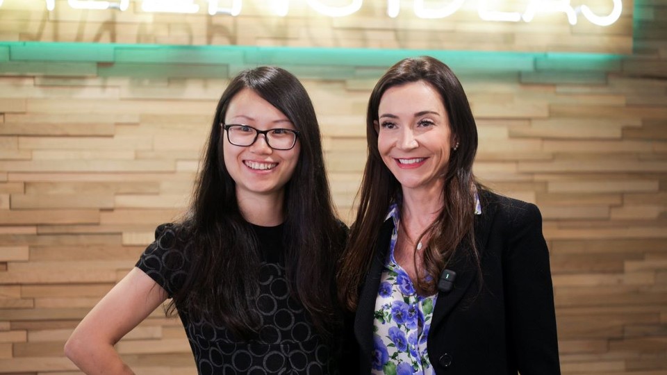 Phoebe Wang with another woman during a podcast