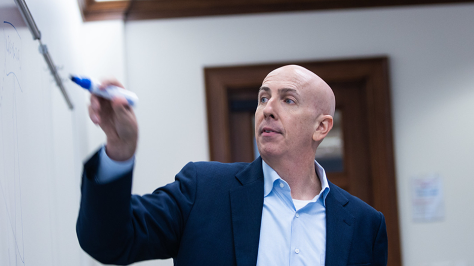 Professor Brent Smith teaching a leadership course