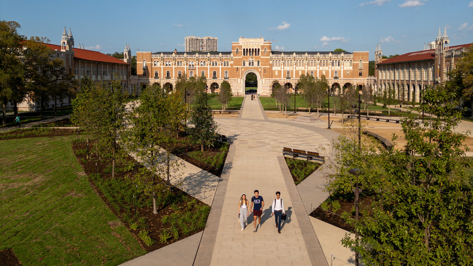 The Main Quad On Campus Near Lovett Hall at Rice University