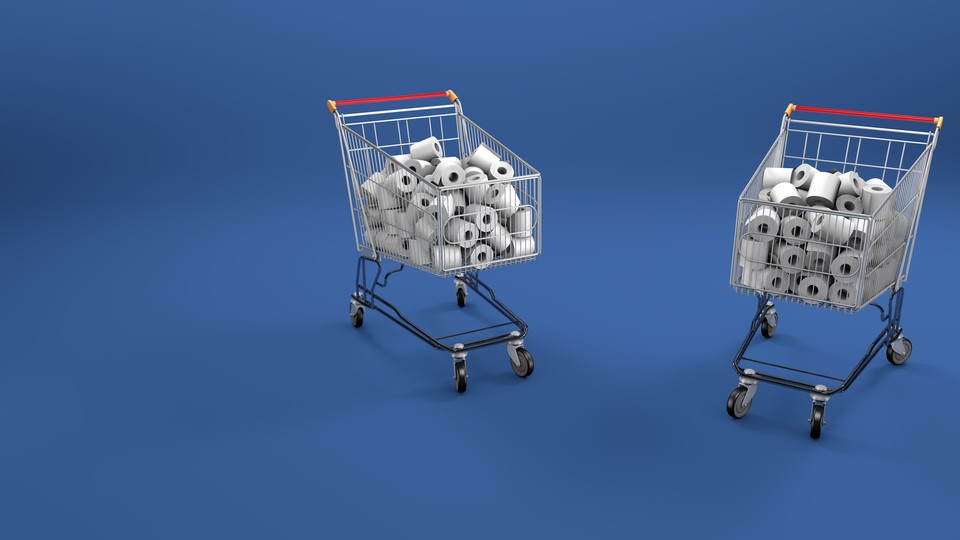 Toilet paper in grocery cart