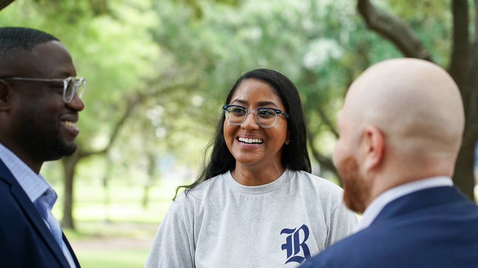 Rice Business Hybrid MBA students outside