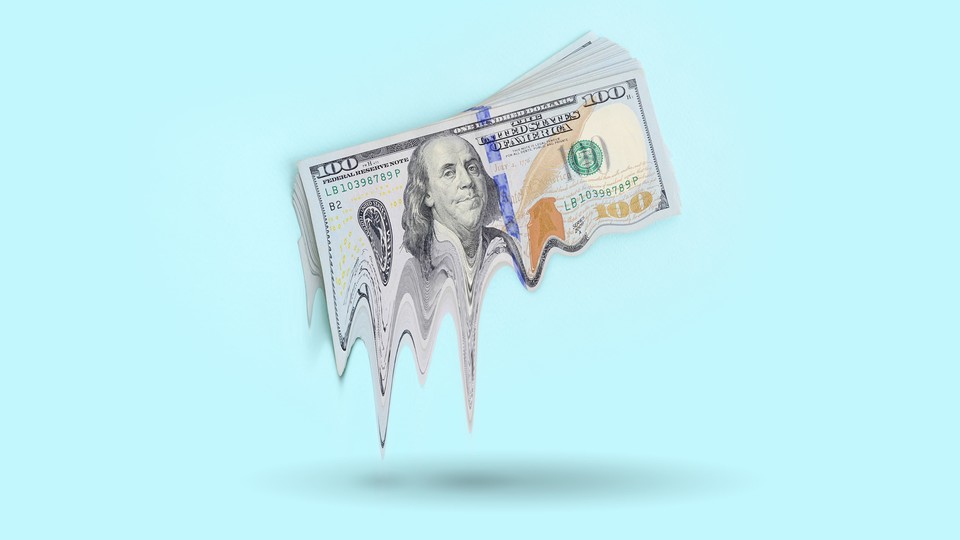Illustration of melting American cash