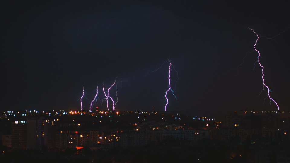 Bad weather over city