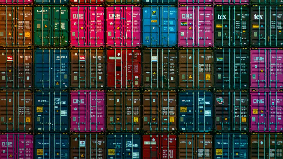 Grid of colorful shipping containers
