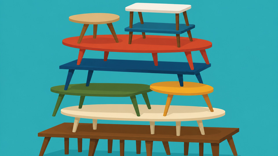 Many table stacked on each other