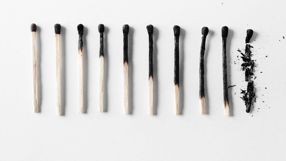 Series of increasingly burned matches