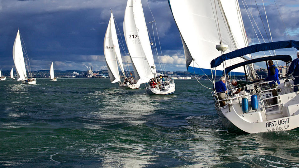 Group of sailboats on water