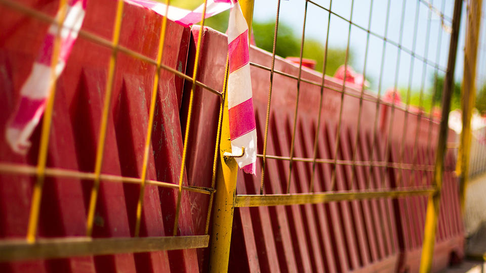 Closeup of road block marker