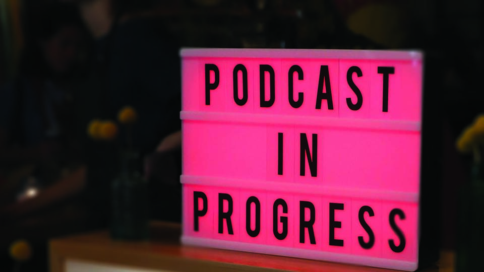 Podcast in process sign lit up