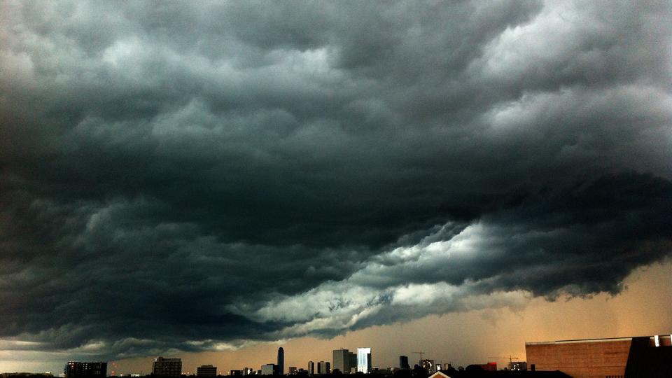 Storm clouds over a city