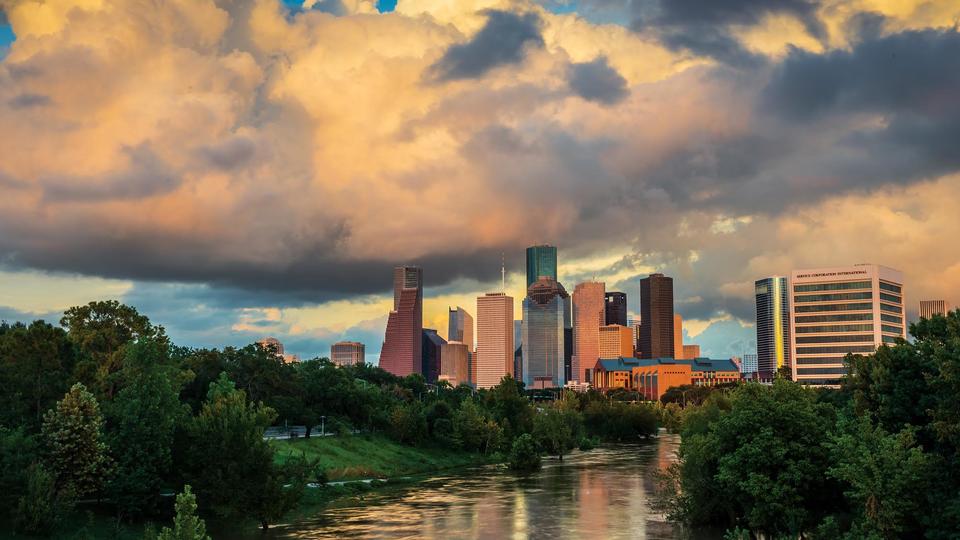 Houston skyline and Buffalo Bayou