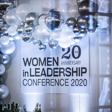 Women in leadership conference 2020 balloons and sign