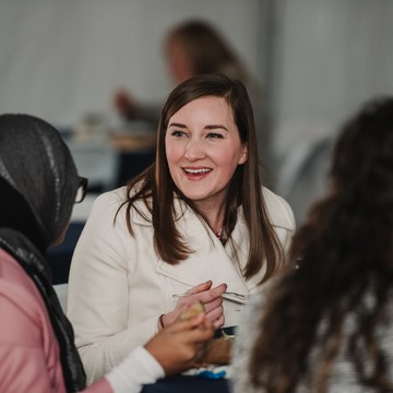 Two females networking