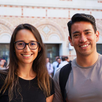 Female and male student at Partio