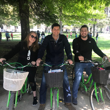Three students on bikes during their GFE