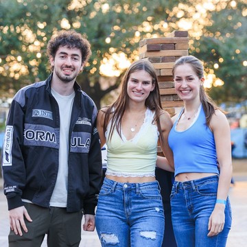 Undergraduate students outside McNair hall