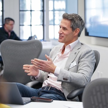Student in top-ranked Rice MBA classroom 