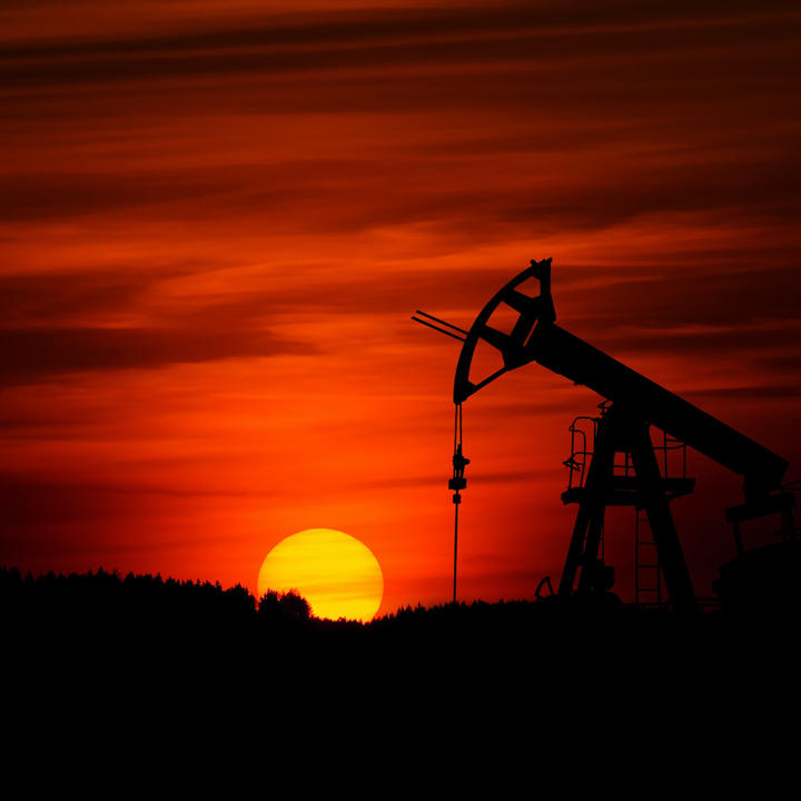 Oil field in the sunset