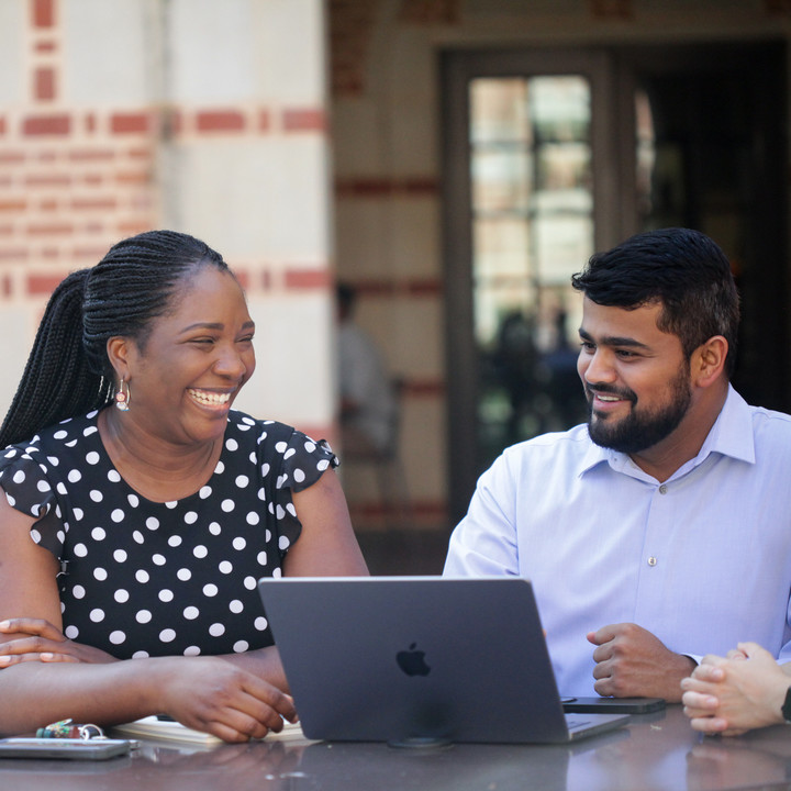 MBA students working together on a project 