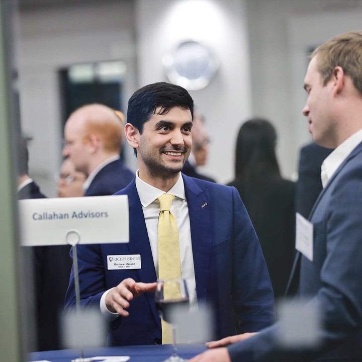 Hybrid MBA students at networking event