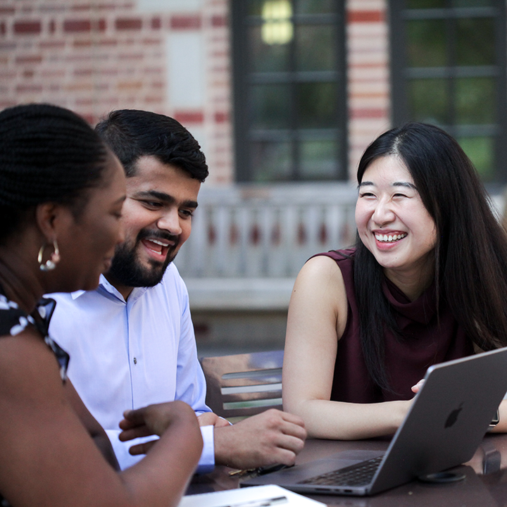 MBA core team working together outside