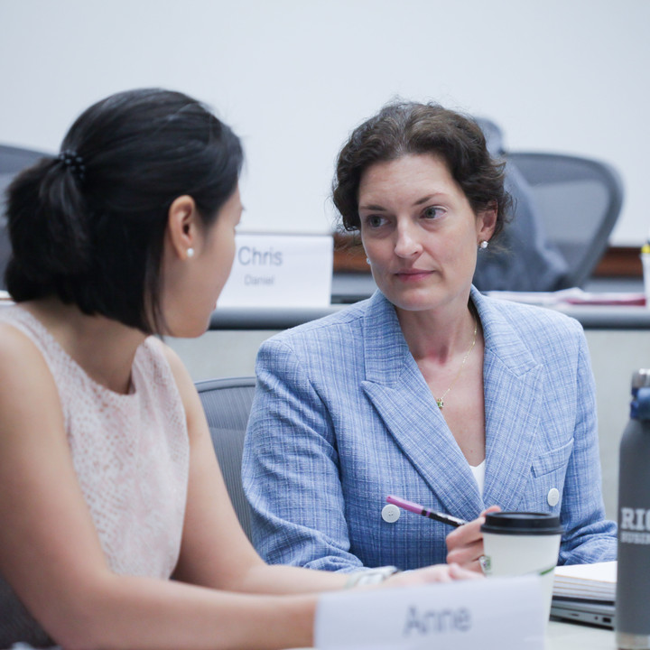 Rice Executive MBA female student in a career coaching session
